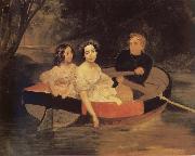 Karl Briullov Portrait of the artistand Baroness yekaterina meller-Zakomelskaya with her daughter in a boat oil painting